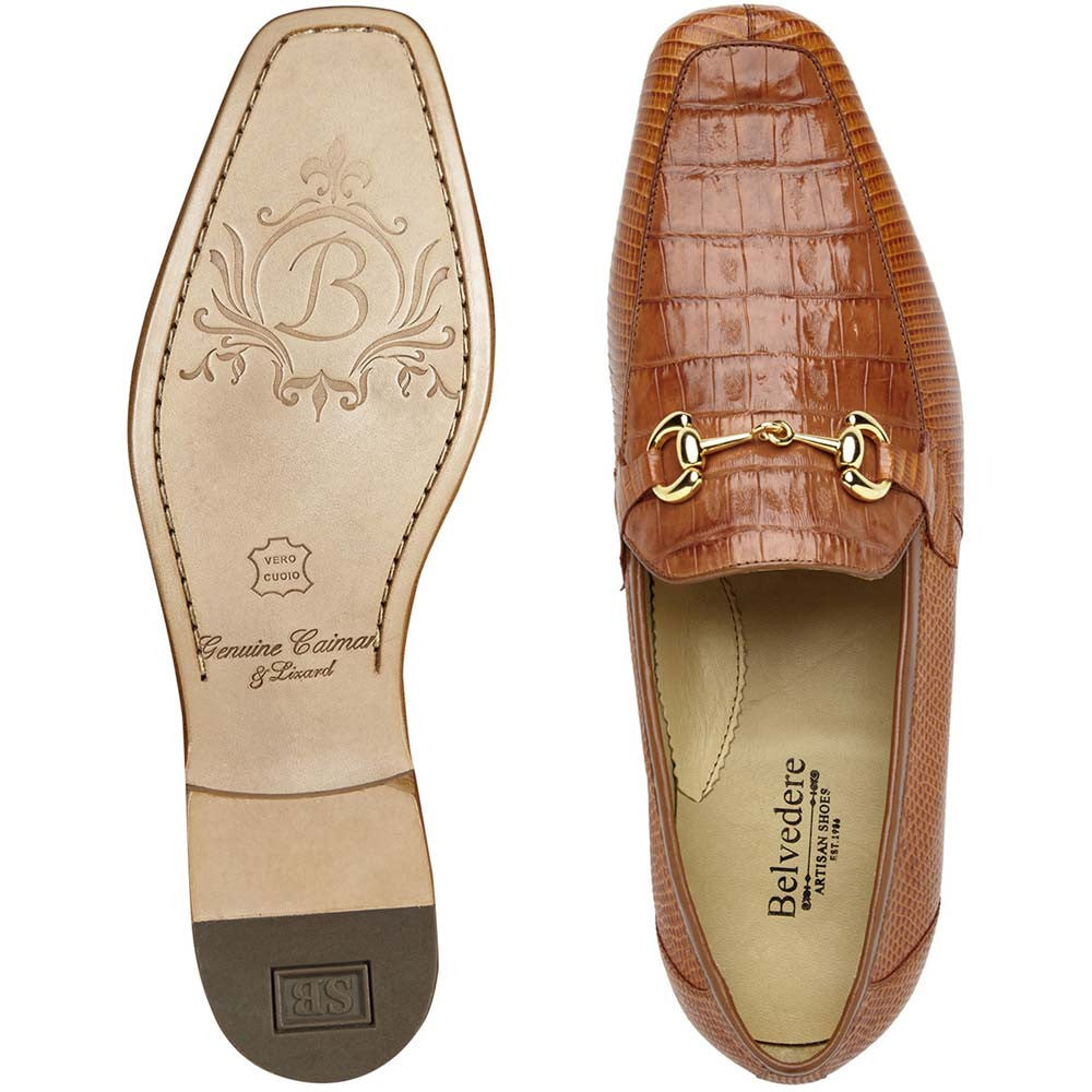 Belvedere Udine Brandy Men's Genuine Caiman & Lizard Loafers