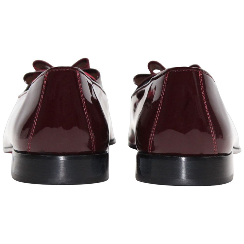 Amalfi Burgundy Velvet & Patent Leather Slip on | Duca Bow Dress Loafers