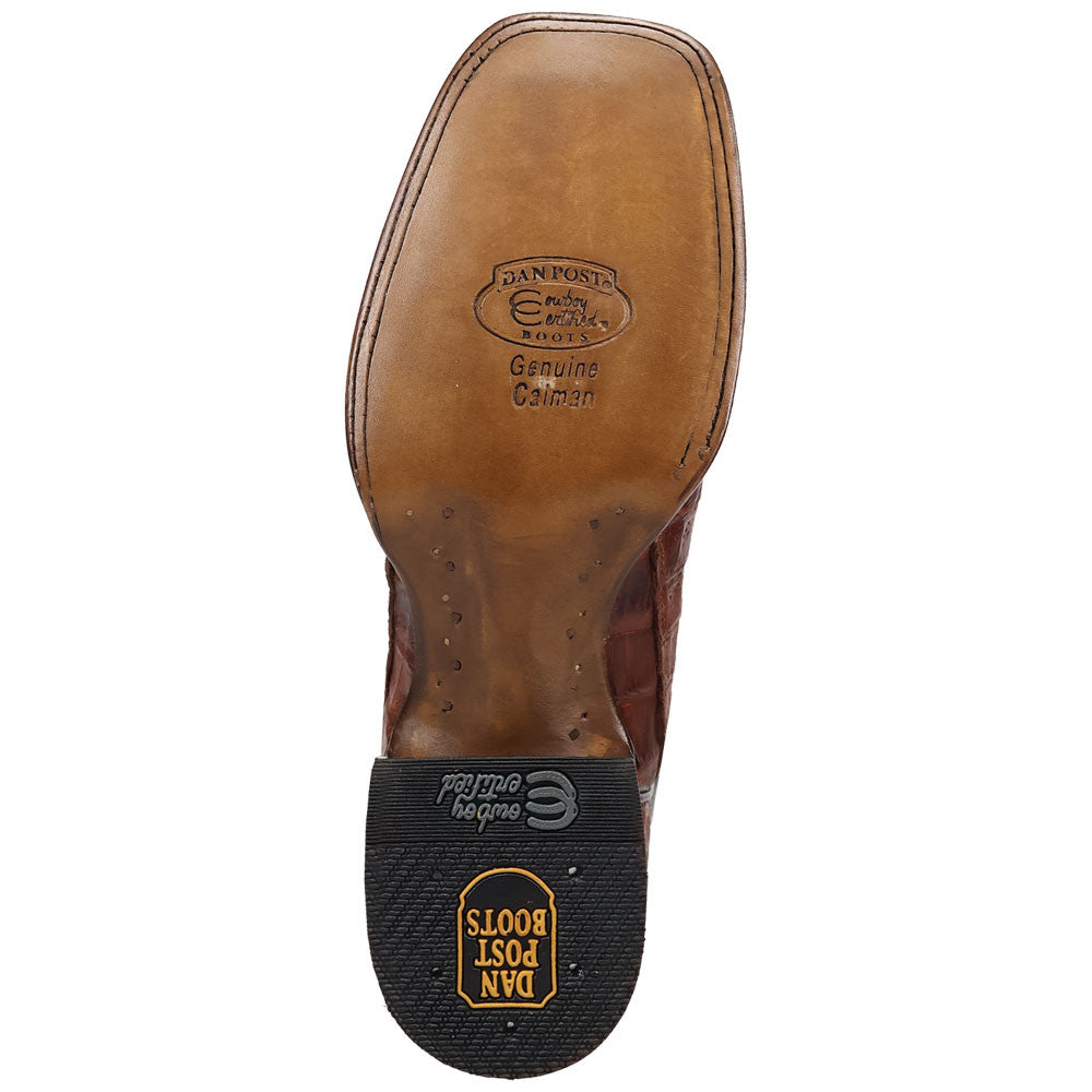 Dan Post Marsh Cognac Caiman Skin Cognac Square Toe Western Cowboy Boots