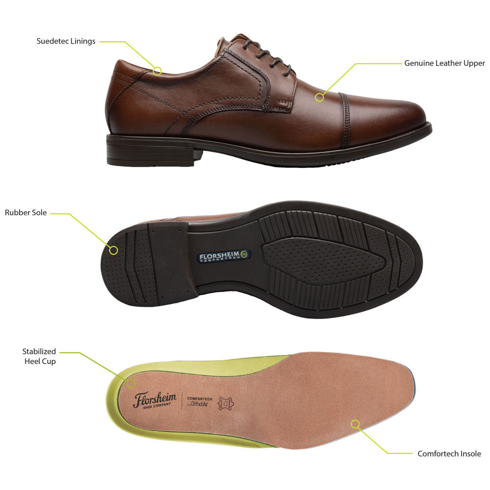 Midtown Wingtip Oxford | Florsheim Cognac Dress Shoes for Men