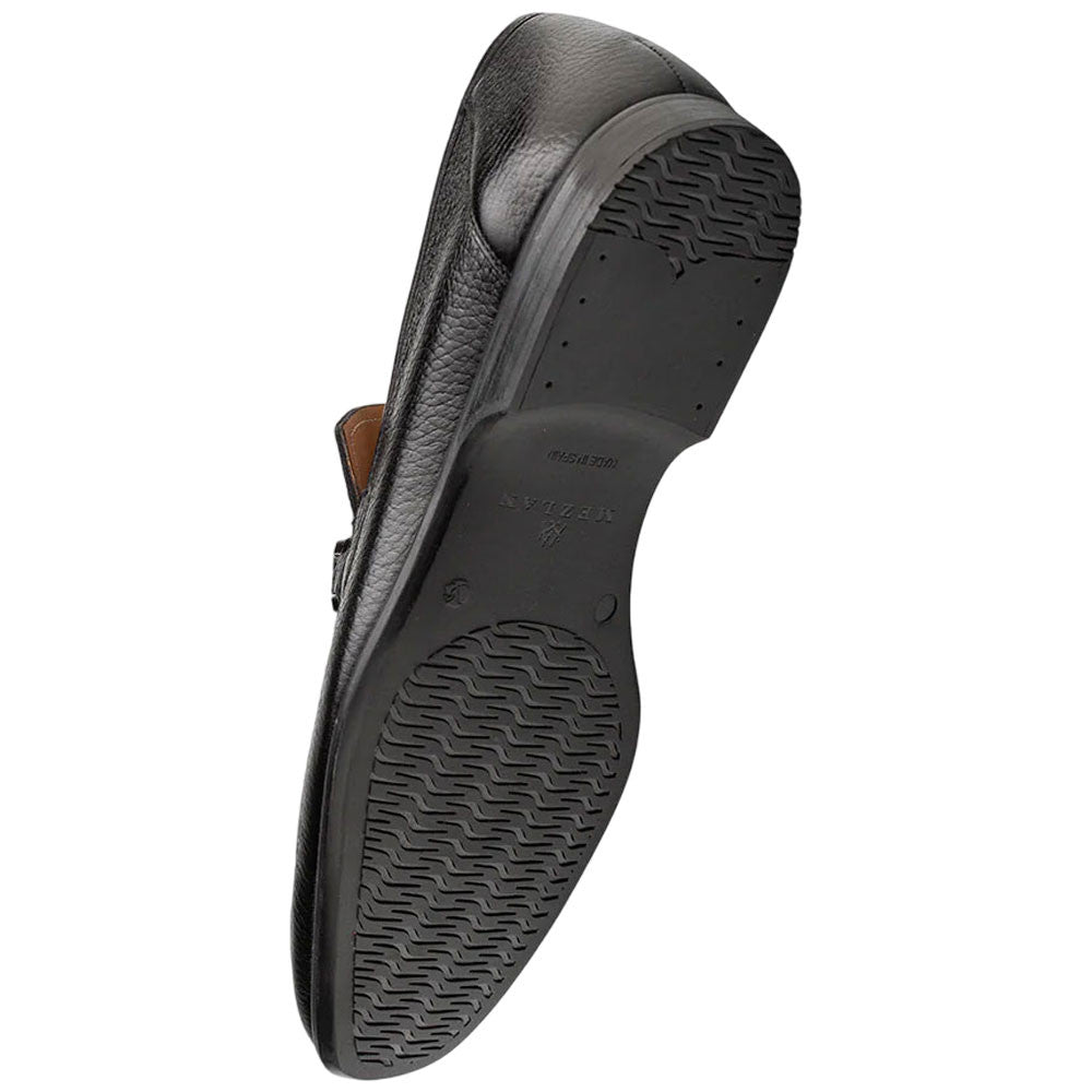 Marinelli Deerskin Ornament Black Moc Toe Slip On | Mezlan Dress Loafer for Men
