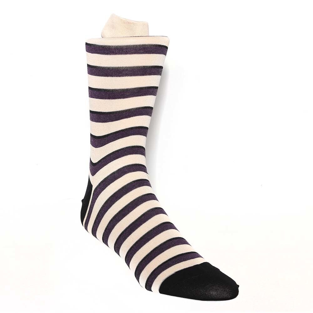 Tallia Beige Plum Stripes Men's Socks (One Size)