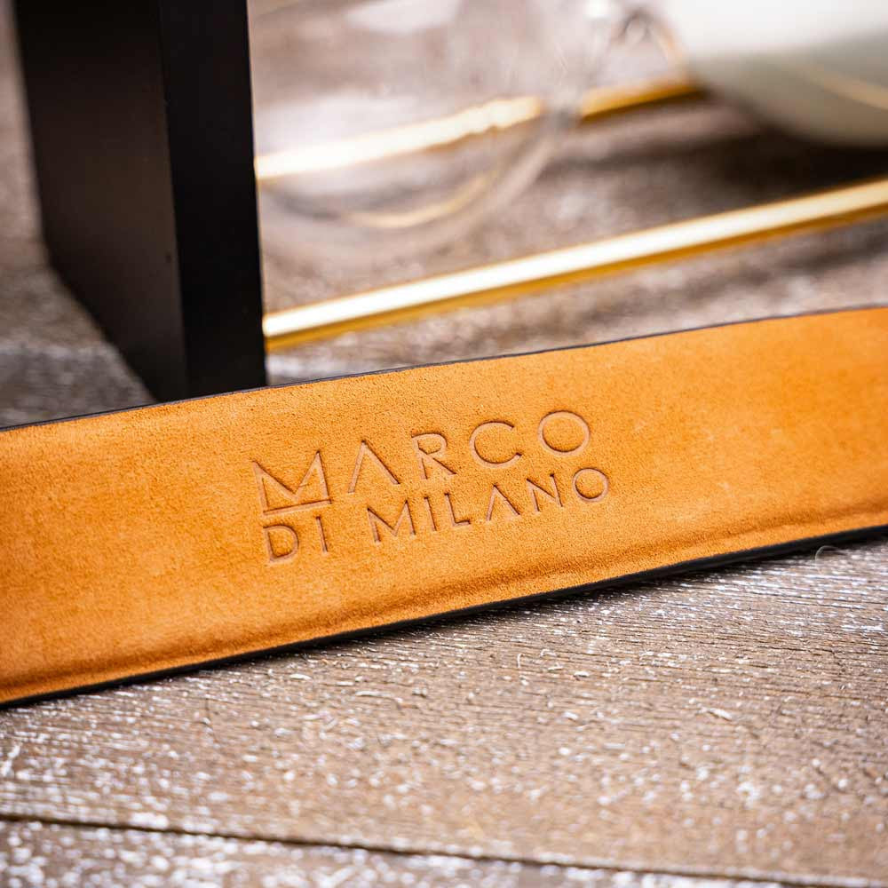 Silvio Genuine Caiman Fuscus-Back Black Belt with a Chrome Buckle | Marco Di Milano Exotic Belt