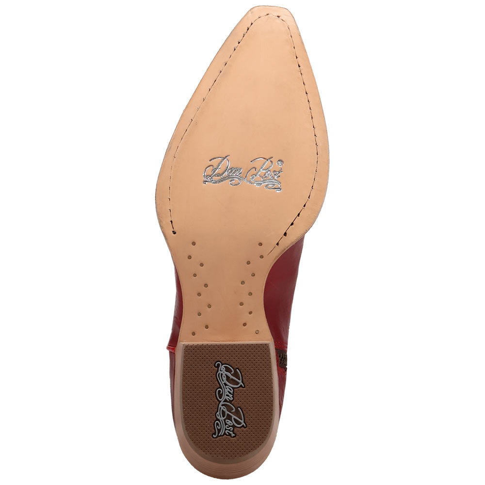 Dan Post Heartland Leather Red Zipper Snip Toe Western Cowgirl Boots