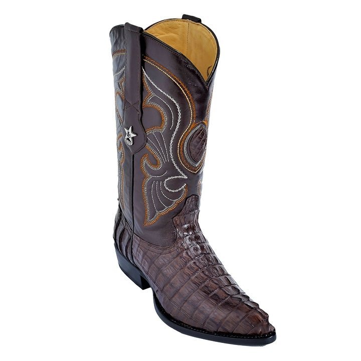 Los Altos Men's Brown Genuine Caiman Tail Boots - shoeclassix.com