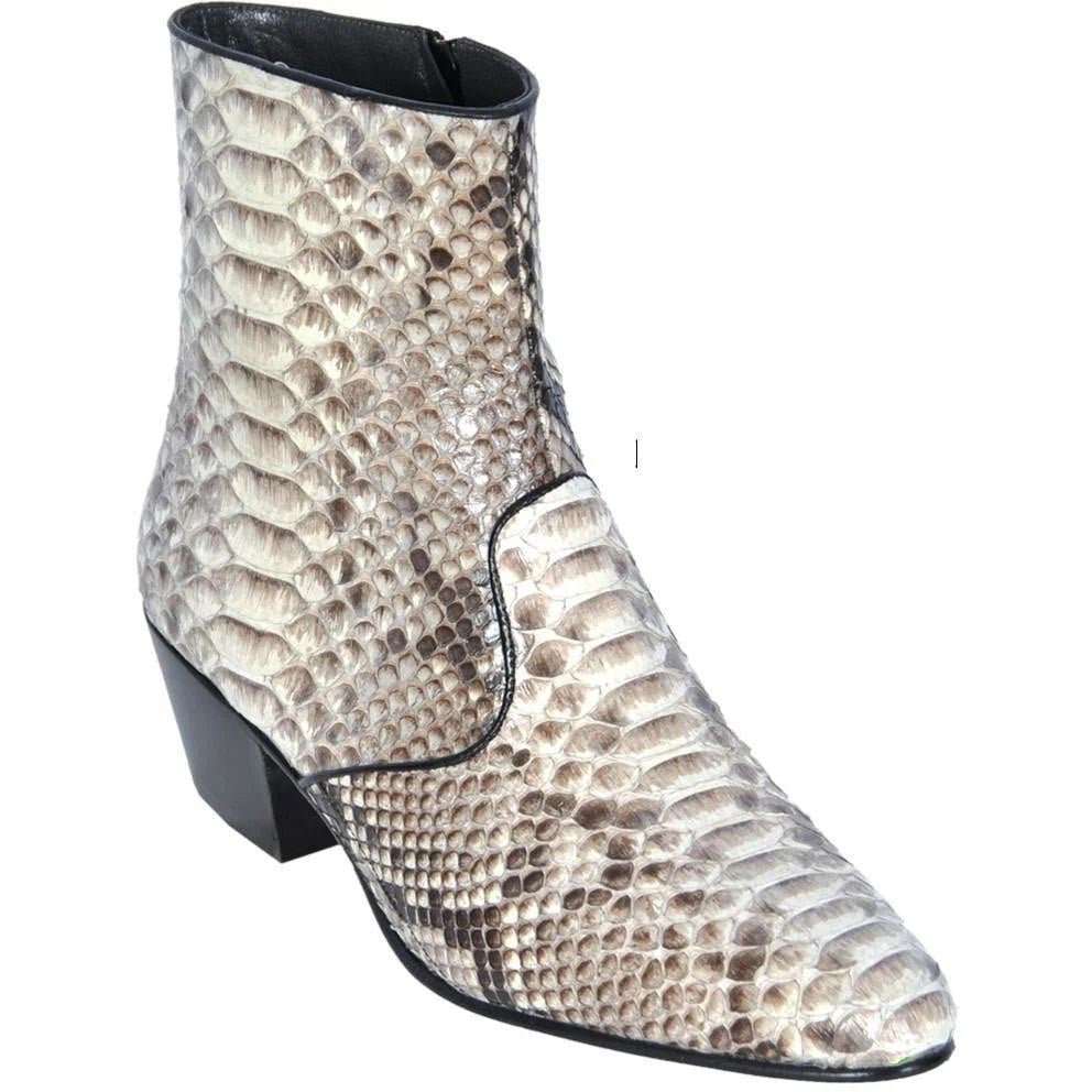 Los Altos Men's Natural Genuine Python Snakeskin Leather Ankle Boots - shoeclassix.com