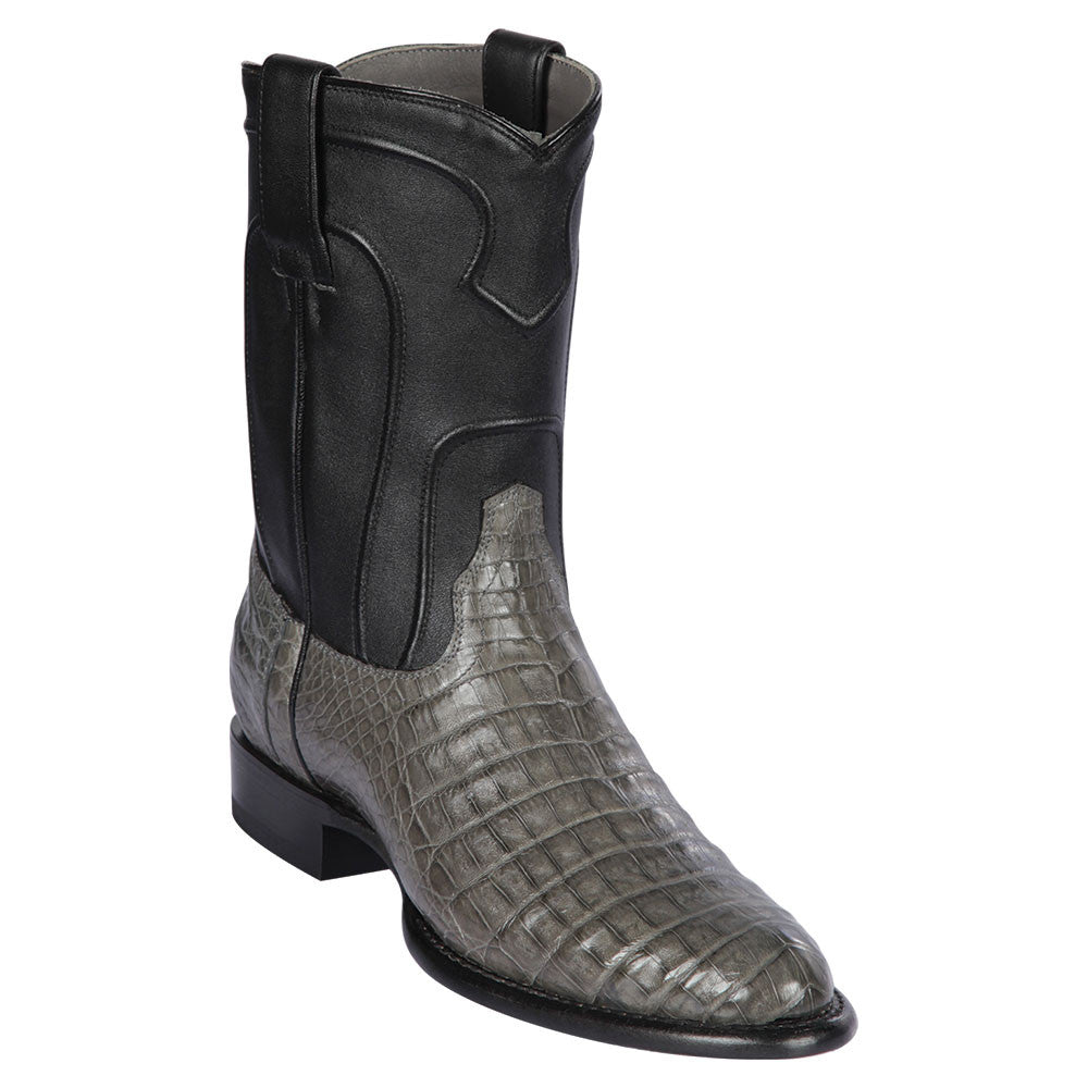 Los Altos Men's Original Caiman Belly Gray Roper Toe Boots - shoeclassix.com