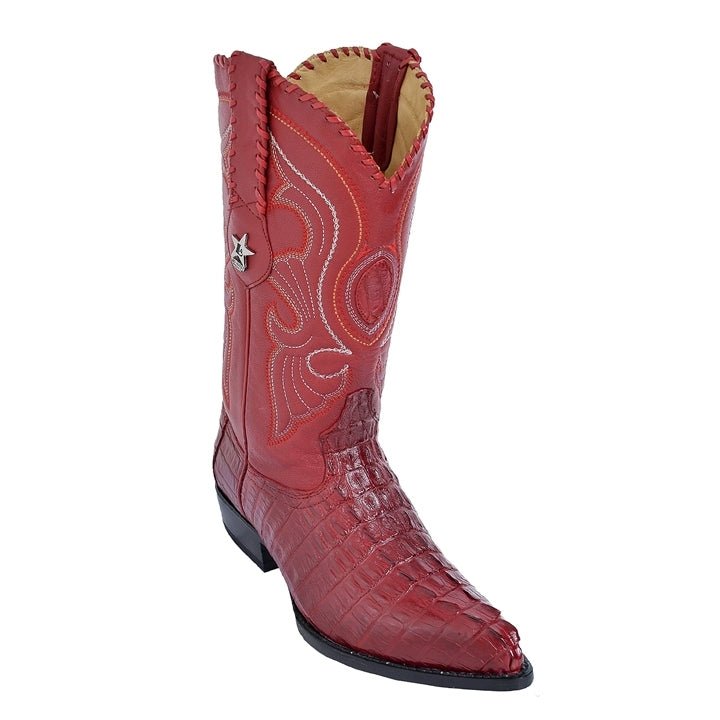 Los Altos Men's Red Genuine Caiman Tail Boots - shoeclassix.com