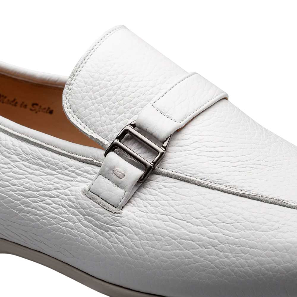 Mezlan Men's Alarcon White Deer Leather Soft Slip-On Luxury Loafer