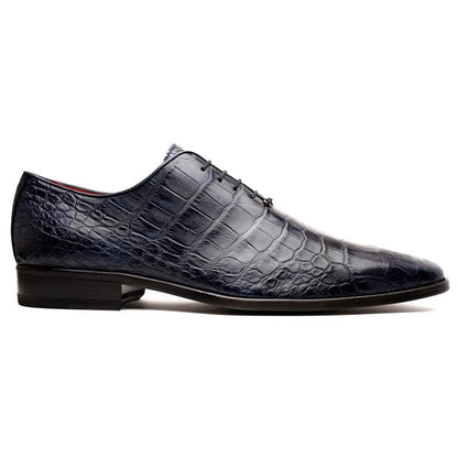 Bono Men's Genuine Alligator Skin Oxfords | Marco Di Milano Exotic Shoes in Navy