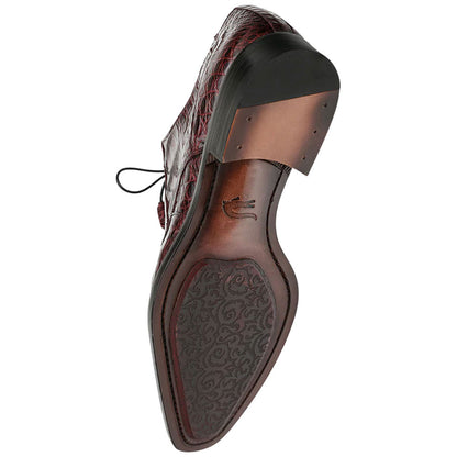 Mezlan Men's Cratos Genuine Crocodile Burgundy Derby Shoes