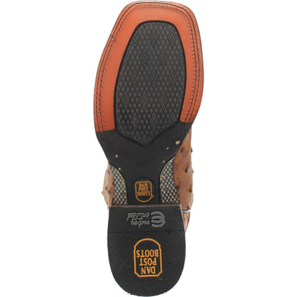 Dan Post Alamosa Tan Genuine Ostrich 11” Broad Square Toe Cowboy Certified Boot