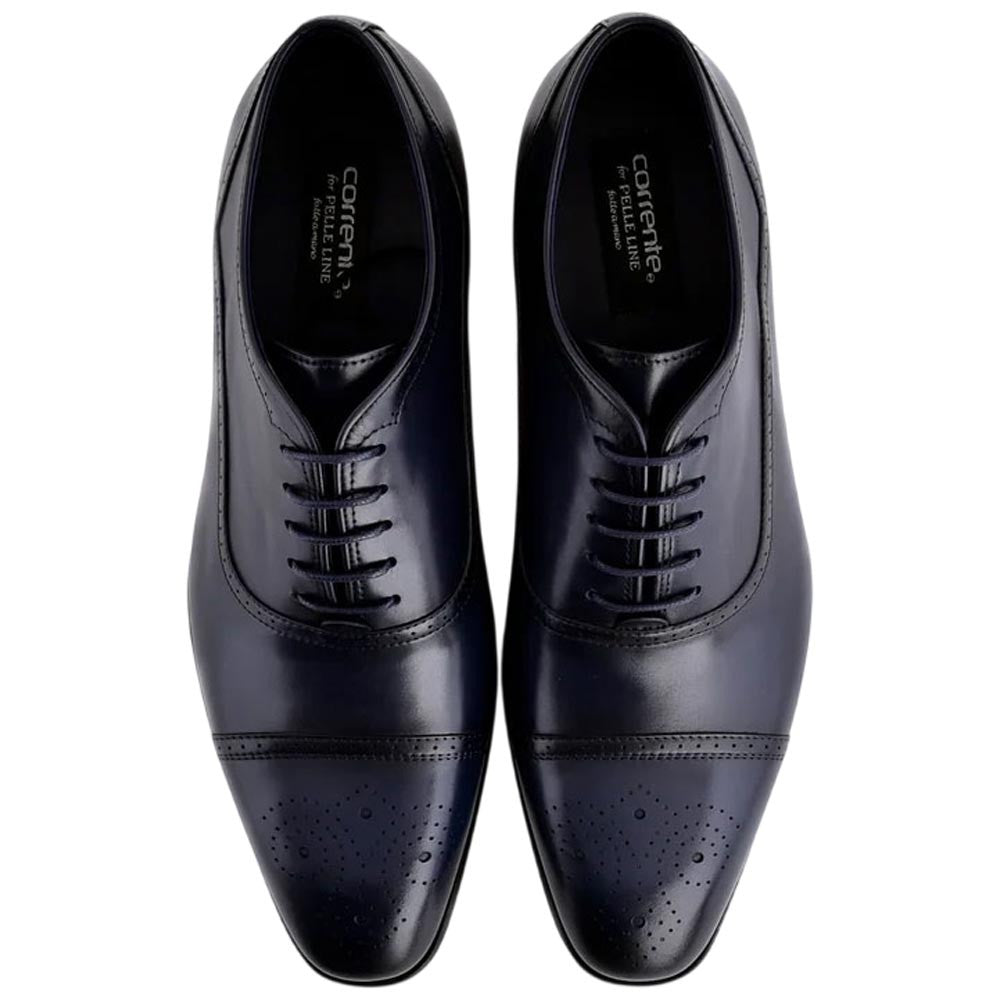 Corrente Men's Perforated Cap-Toe Oxford - Navy
