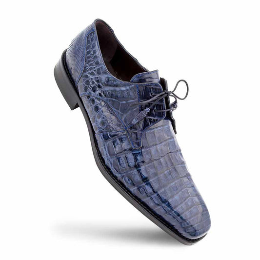 Mezlan of Spain Genuine Crocodile Skin Blue Derby Shoes ANDERSON (USA Men Size)