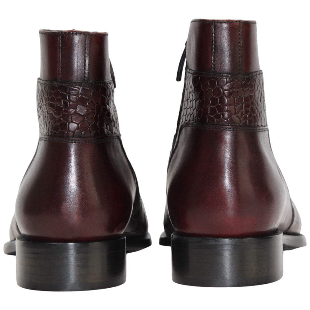 Duca Aprilia Men's Burgundy/Antique Red Calf-Skin Leather Boots