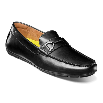 Florsheim Motor Black Smooth Leather Moc Toe Bit Driving Shoes