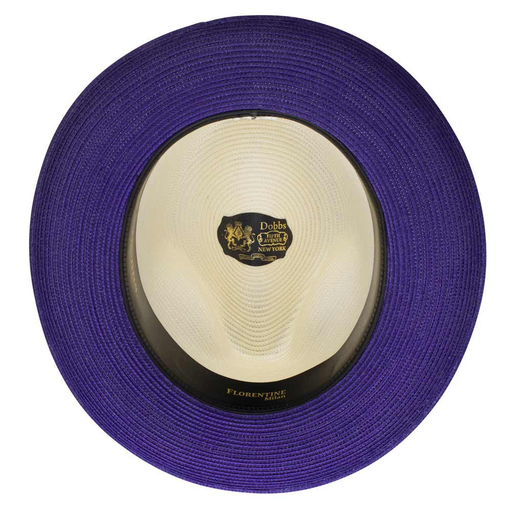 Dobbs Toledo Milan Straw Hat in Ivory/Purple