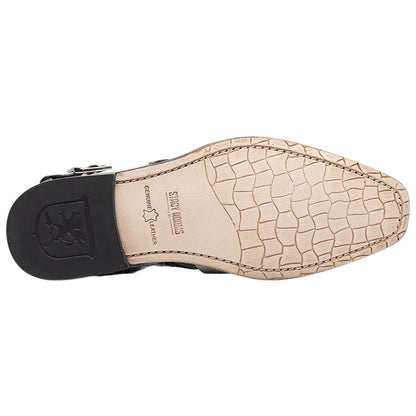 Stacy Adams Calandro Croco & Lizard Print Black w/White City Sandal for Men