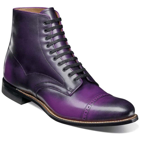 Stacy Adams Madison Purple Anaconda Print Leather Cap Toe Boots (USA Men Size)