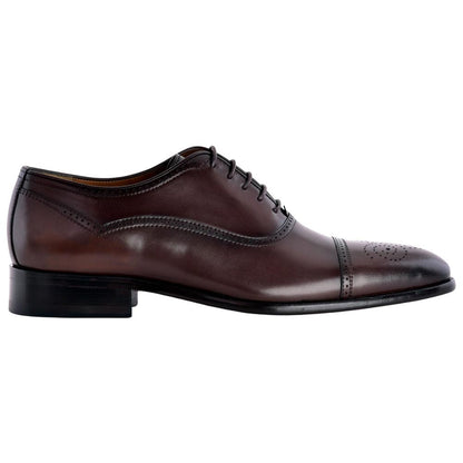 Corrente Men's Perforated Cap-Toe Oxford - Brown