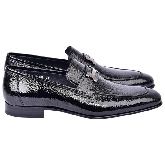 Corrente Men's Vita Calf Skin H-Buckle Loafer - Black