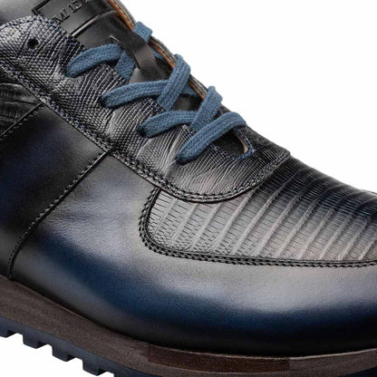 Mezlan Greenwich Genuine Lizard Skin Blue Fashion Sneaker