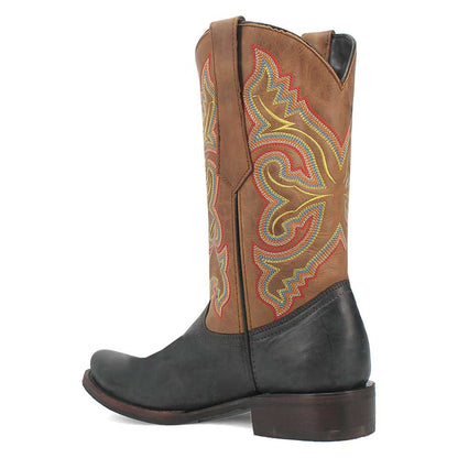 Dingo True Grit Black/Tan Leather Snoot Toe Western Cowboy Boots (USA Men Size)