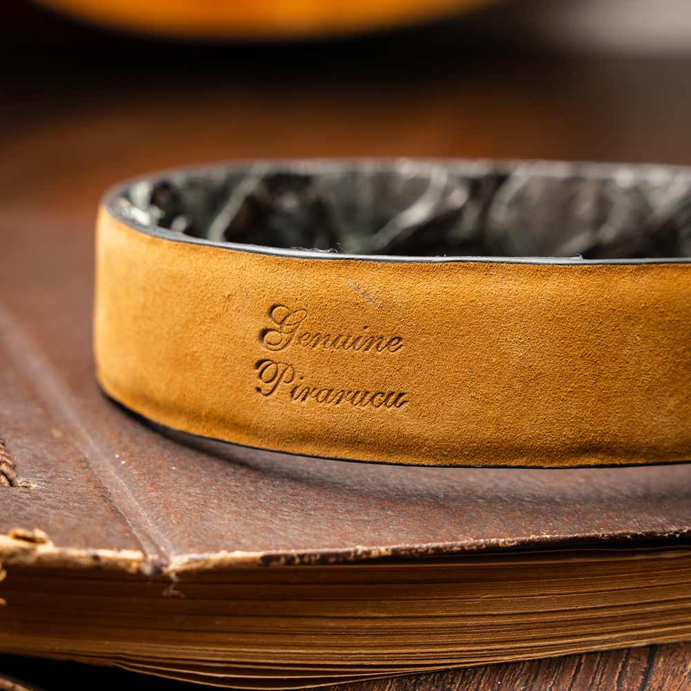 Oliveri Genuine Pirarucu Skin Gray Belt with a Silver Buckle | Marco Di Milano Exotic Belt