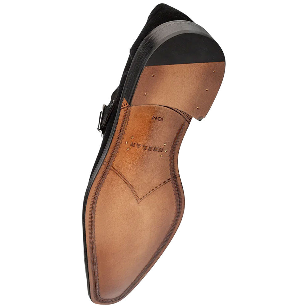 Albini Burnished Black Suede Monk Strap | Mezlan Dress Shoes for Men