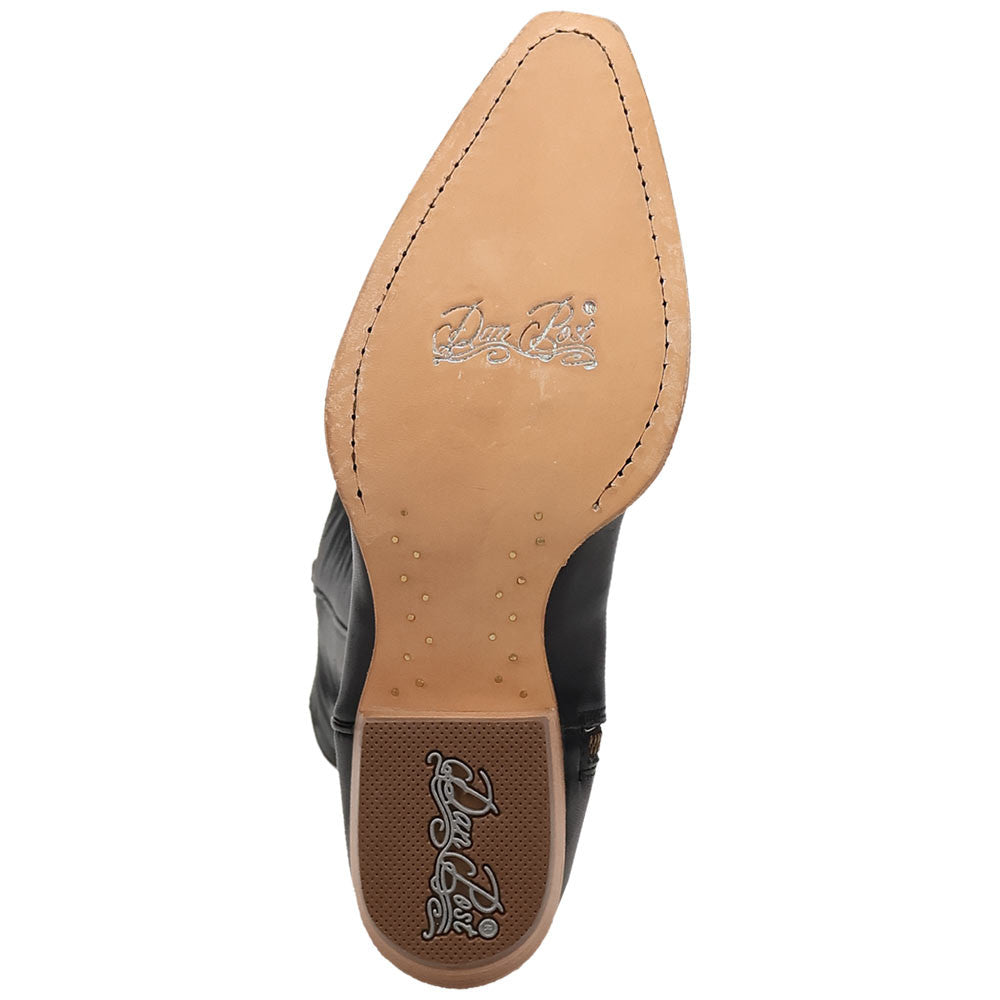 Dan Post Heartland Leather Black Zipper Snip Toe Western Cowgirl Boots