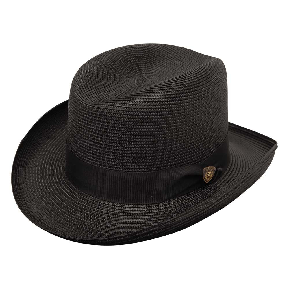 Dobbs El Dorado Black Florentine Milan Straw Homburg Hat