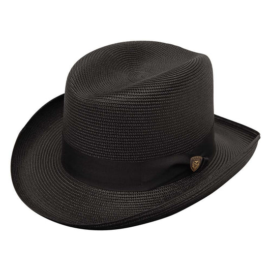 Dobbs El Dorado Black Florentine Milan Straw Homburg Hat