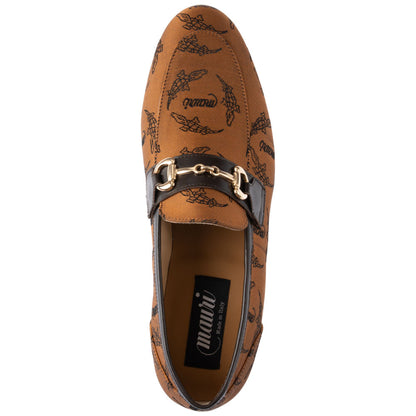 MAURI Shoes Men’s Trigator Moc Toe Loafer Copper Sport Rust Fabric & Calfskin Leather Luxury Horsebit Loafers