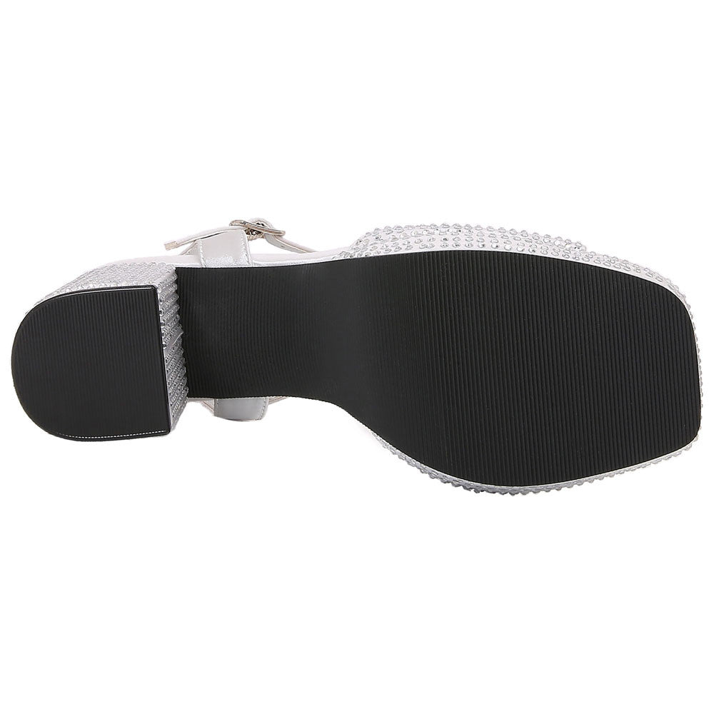 Lady Couture Judy 3” Block Heel Sandals in Silver