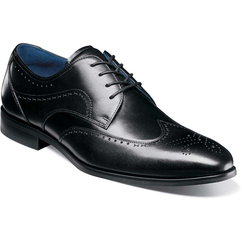 Stacy Adams Bryant Black Smooth Burnished Leather Wing Toe Oxford (USA Men Size)