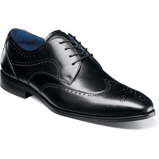 Stacy Adams Bryant Black Smooth Burnished Leather Wing Toe Oxford (USA Men Size)