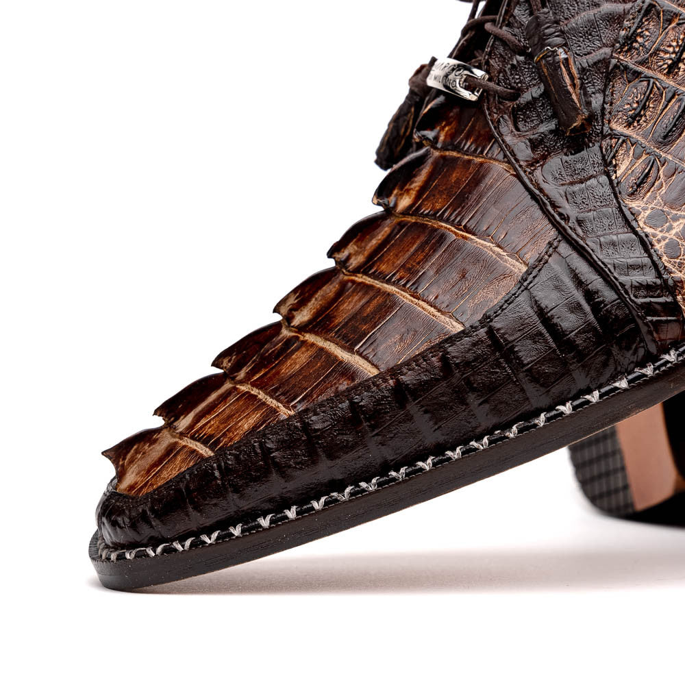 Caribe Men's Orix/Brown Genuine Caiman Crocodile Skin Derby | Marco Di Milano