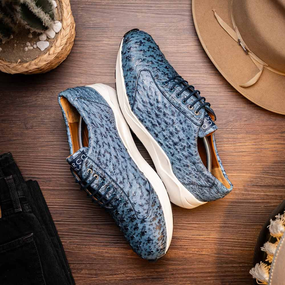 Varenna Men’s Genuine Full-Quill Qstrich Skin Luxury Sneaker | Marco Di Milano