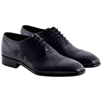 Corrente Men's Perforated Cap-Toe Oxford - Navy