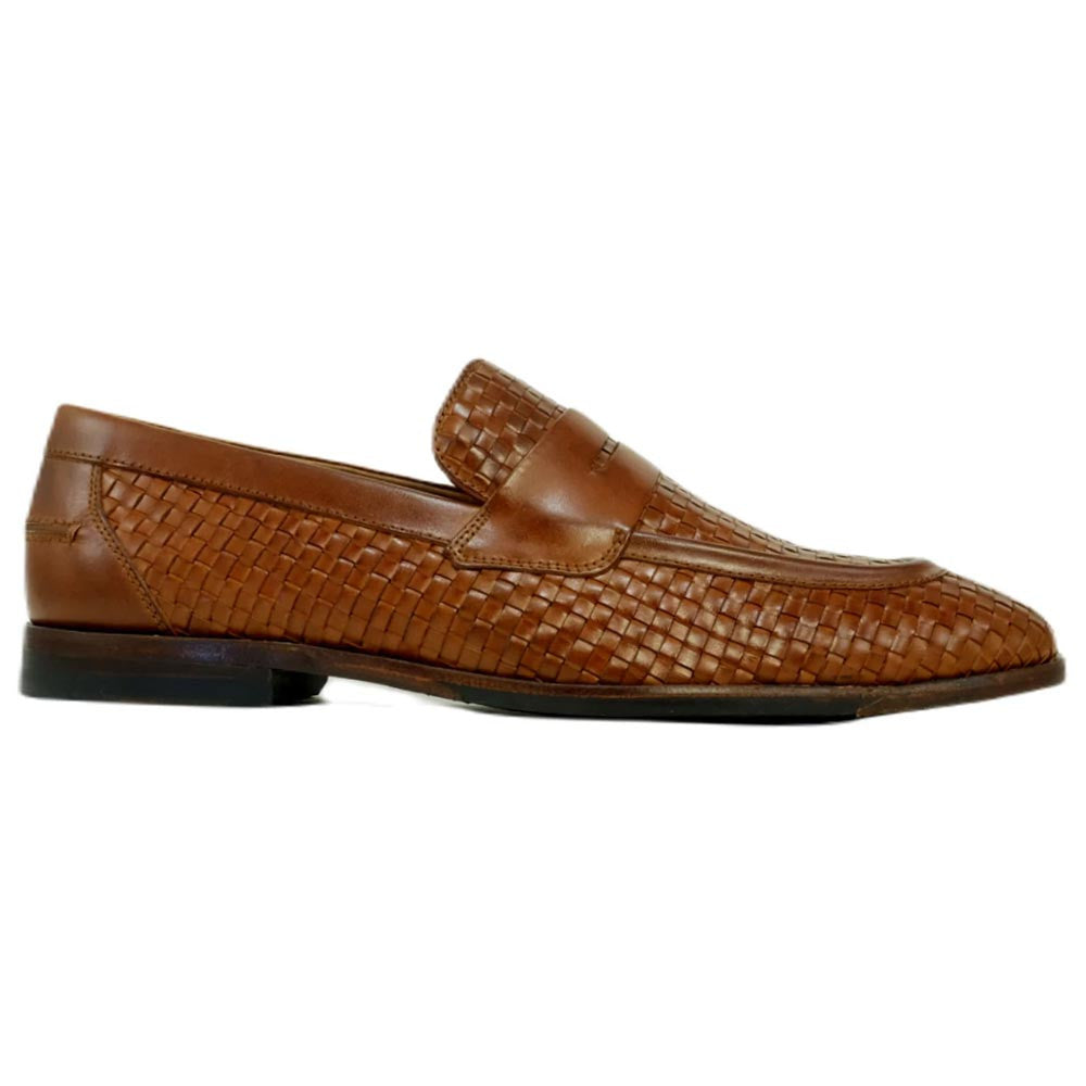 Alan Payne Boca Tan Woven Slip On Penny Loafers