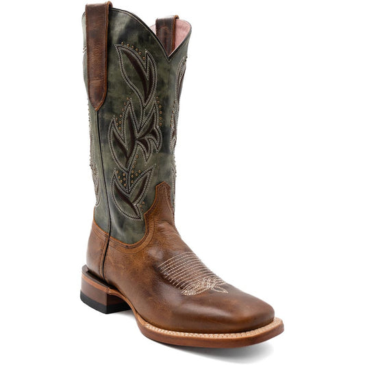 Ferrini Women’s Maggie Brown Square Toe Leather Cowboy Boots