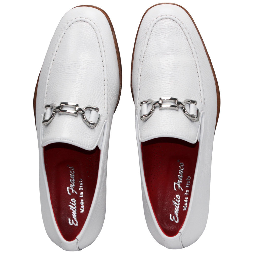 Edgardo White Italian Deer Skin Leather Loafers | Emilio Franco Dress Loafers for Men