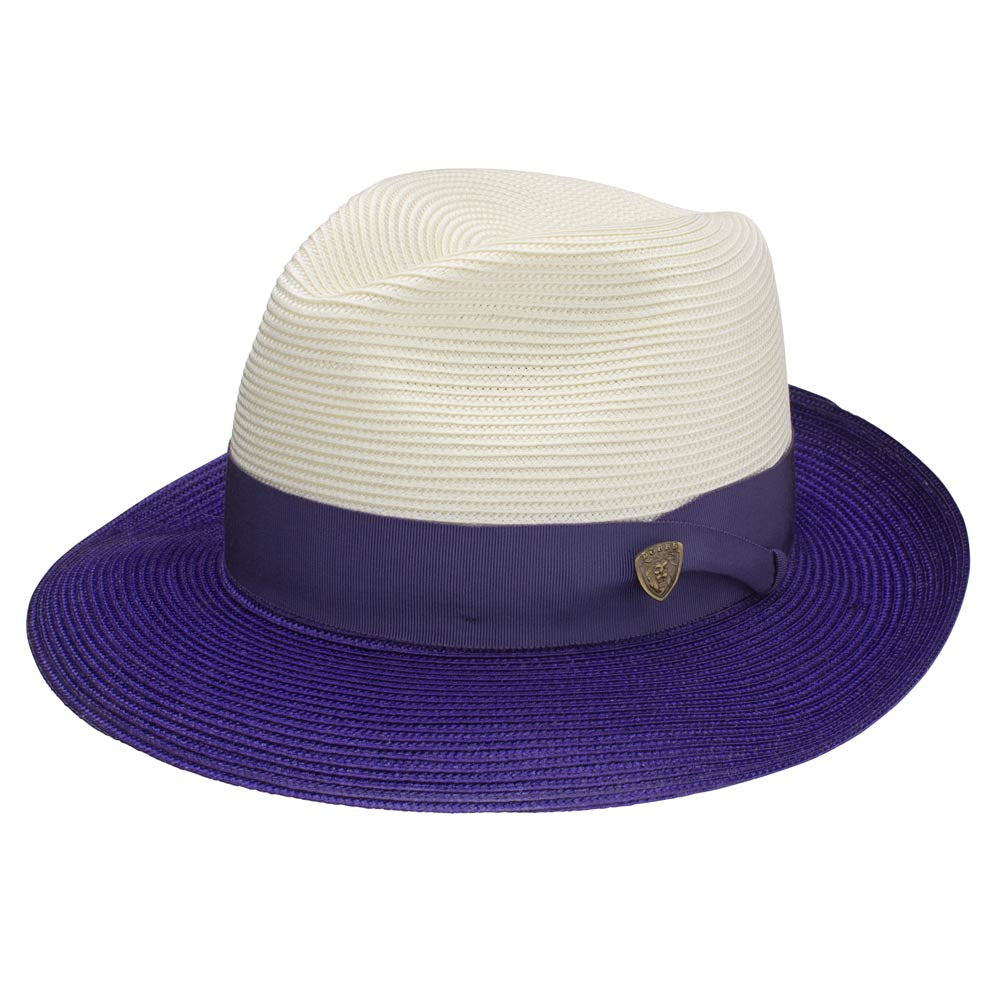 Dobbs Toledo Milan Straw Hat in Ivory/Purple