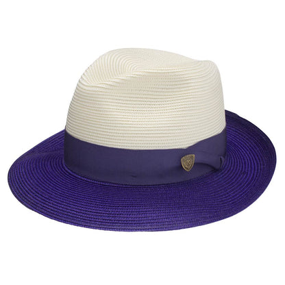 Dobbs Toledo Milan Straw Hat in Ivory/Purple