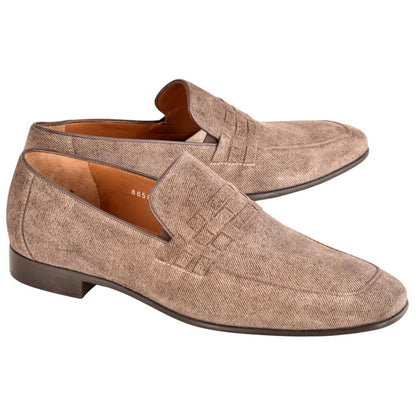 Corrente Men's Denim Leather Loafer - Brown
