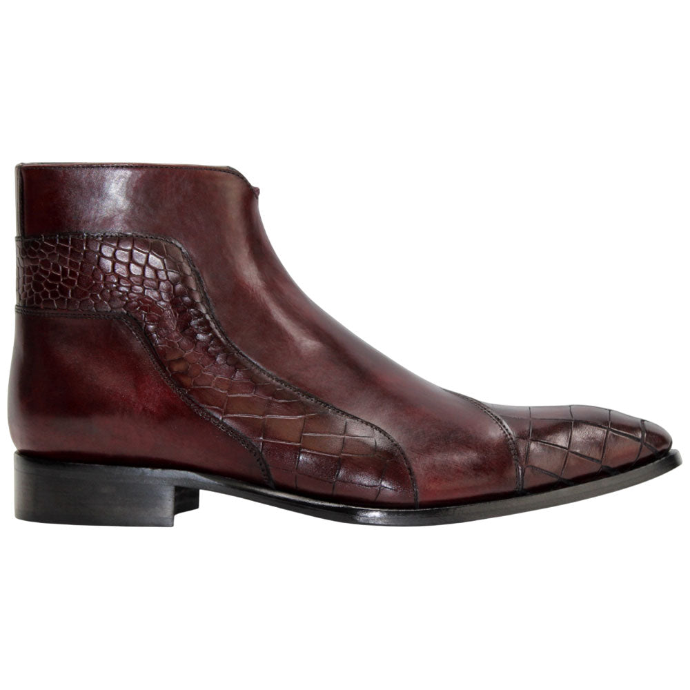 Duca Aprilia Men's Burgundy/Antique Red Calf-Skin Leather Boots