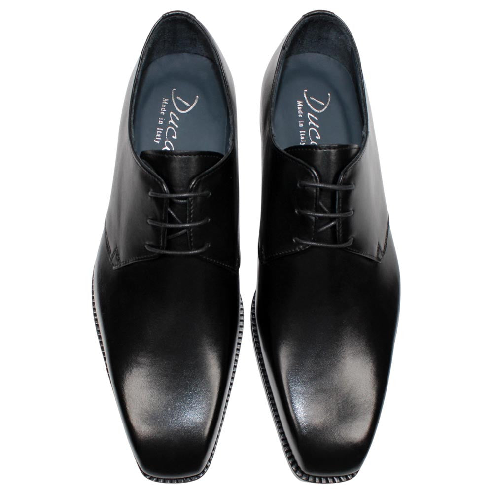 DUCA Sermoneta Black Men's Italian Calf Leather Derby Dress Shoes