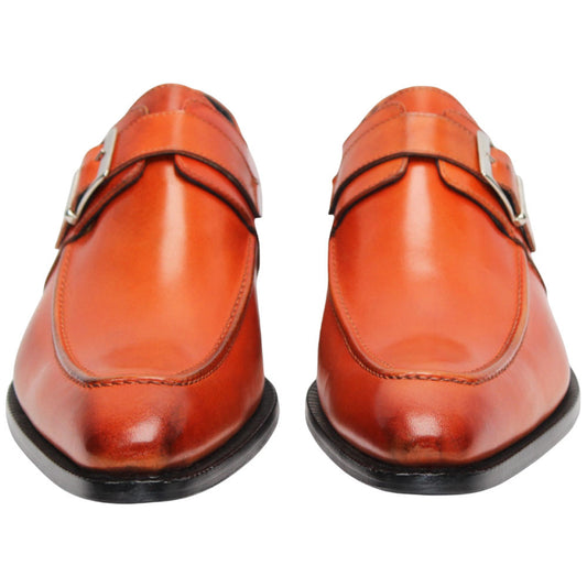Garda Orange Calfskin Monstraps Moc Toe Oxfords | Duca Dress Shoes for Men