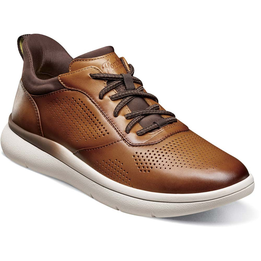 Florsheim Fleet Cognac Knit Elastic Lace Plain Toe Casual Sneaker