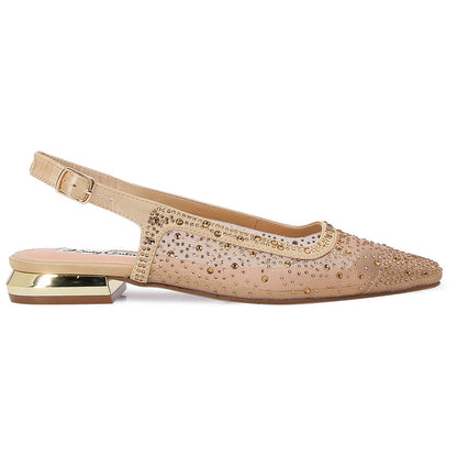 Lady Couture Kara 0.75” Block Heel Flats in Gold
